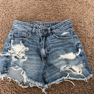American Eagle Outfitters Women's Ripped Blue Jean Shorts